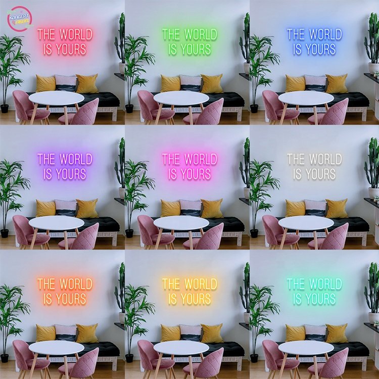 Koncept Drop Shipping 50CM New Arrival Custom LED Electronic Signs Letter Neon Light the World Is Yours LED Neon Sign