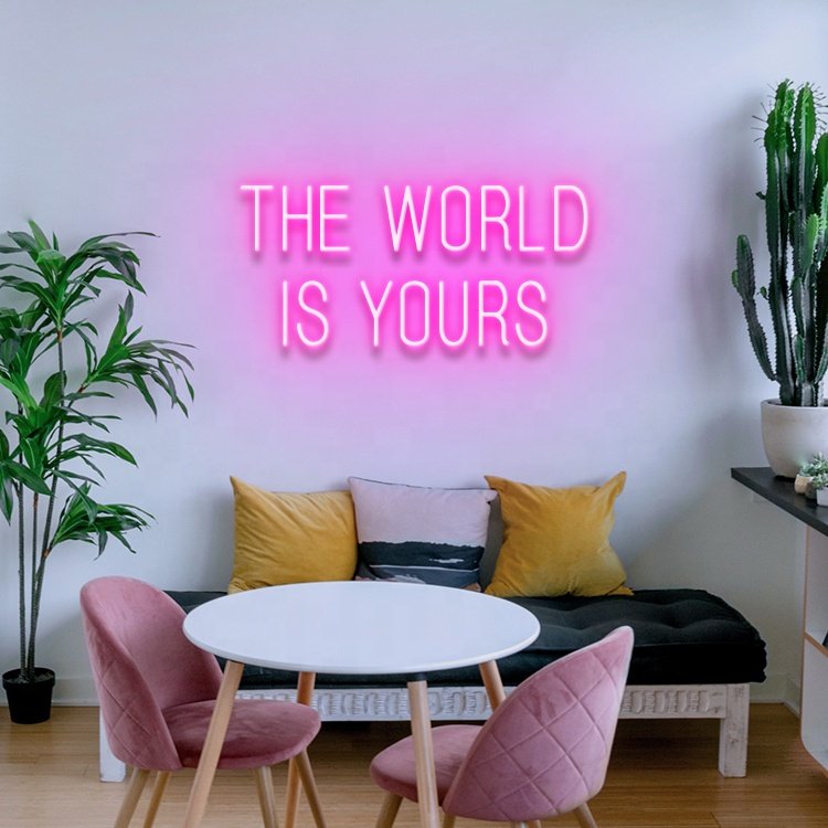 Koncept Drop Shipping 50CM New Arrival Custom LED Electronic Signs Letter Neon Light the World Is Yours LED Neon Sign