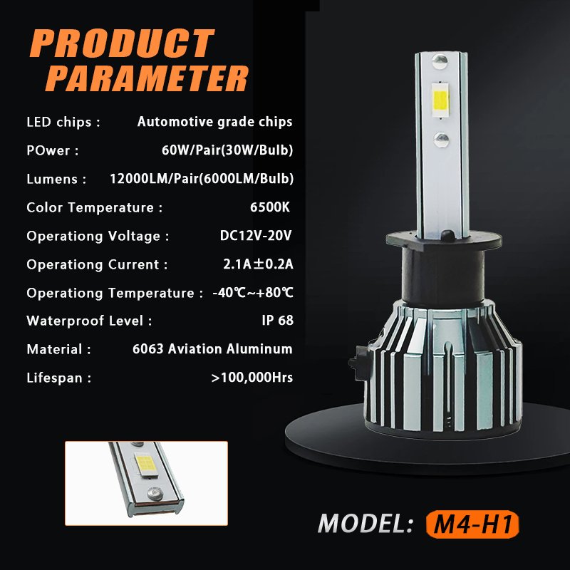 KingEagle M4-H1 CSP LED Headlight Factory Wholesale High Quality H1 H3 H7 H4 9005 HB3 9006 HB4 H8 H11 COB Led Headlight