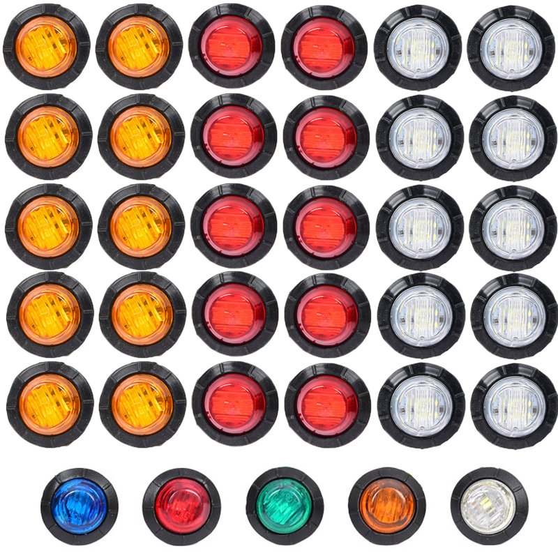 China WholesaleLED Indicators Round Trailer Side Marker Light Yellow White Red for Trucks Clearance Lights 12V 24V