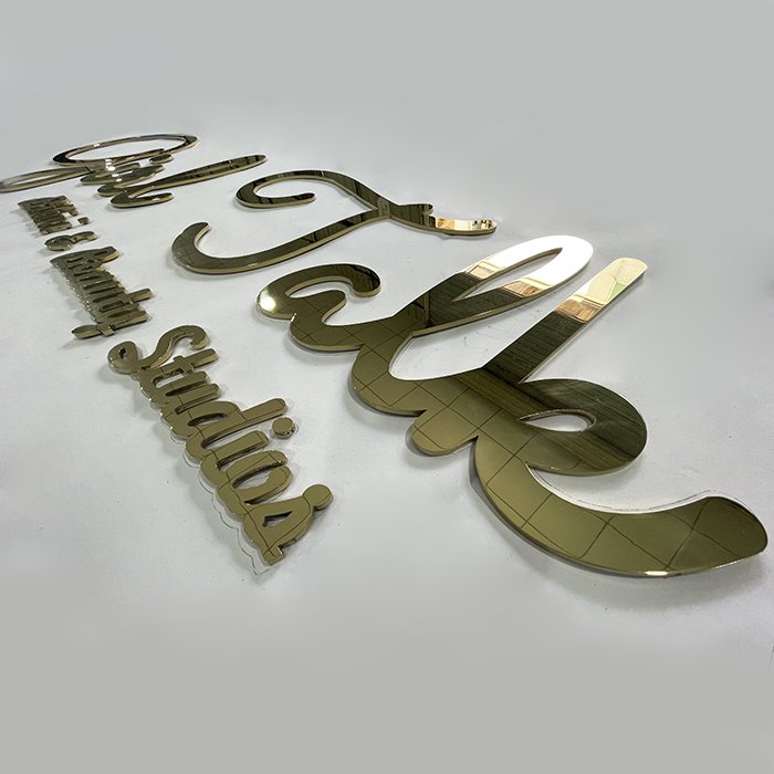 Custom Laser Cut Solid Stainless Steel Gold Polished Alphabet Logo Signage Metal Personalized Letter Signs for Wall Art Decor
