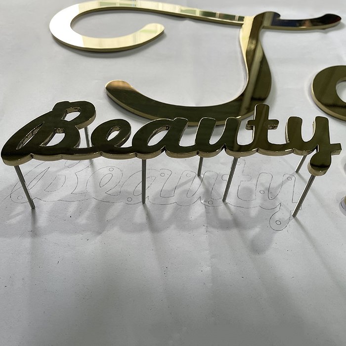 Custom Laser Cut Solid Stainless Steel Gold Polished Alphabet Logo Signage Metal Personalized Letter Signs for Wall Art Decor