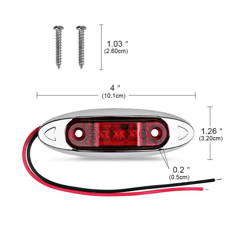 Chrome Truck Side Marker Light 12-24V LED Side Clearance Signal Lights Marker Lamp With Chrome Bracket Rate IP67