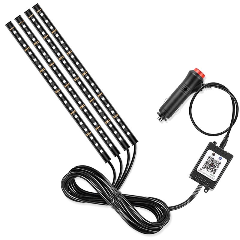 Yosovlamp Car Atmosphere Light APP and Bluetooth Control 72LED Interior Foot RGB Color Decorative Light