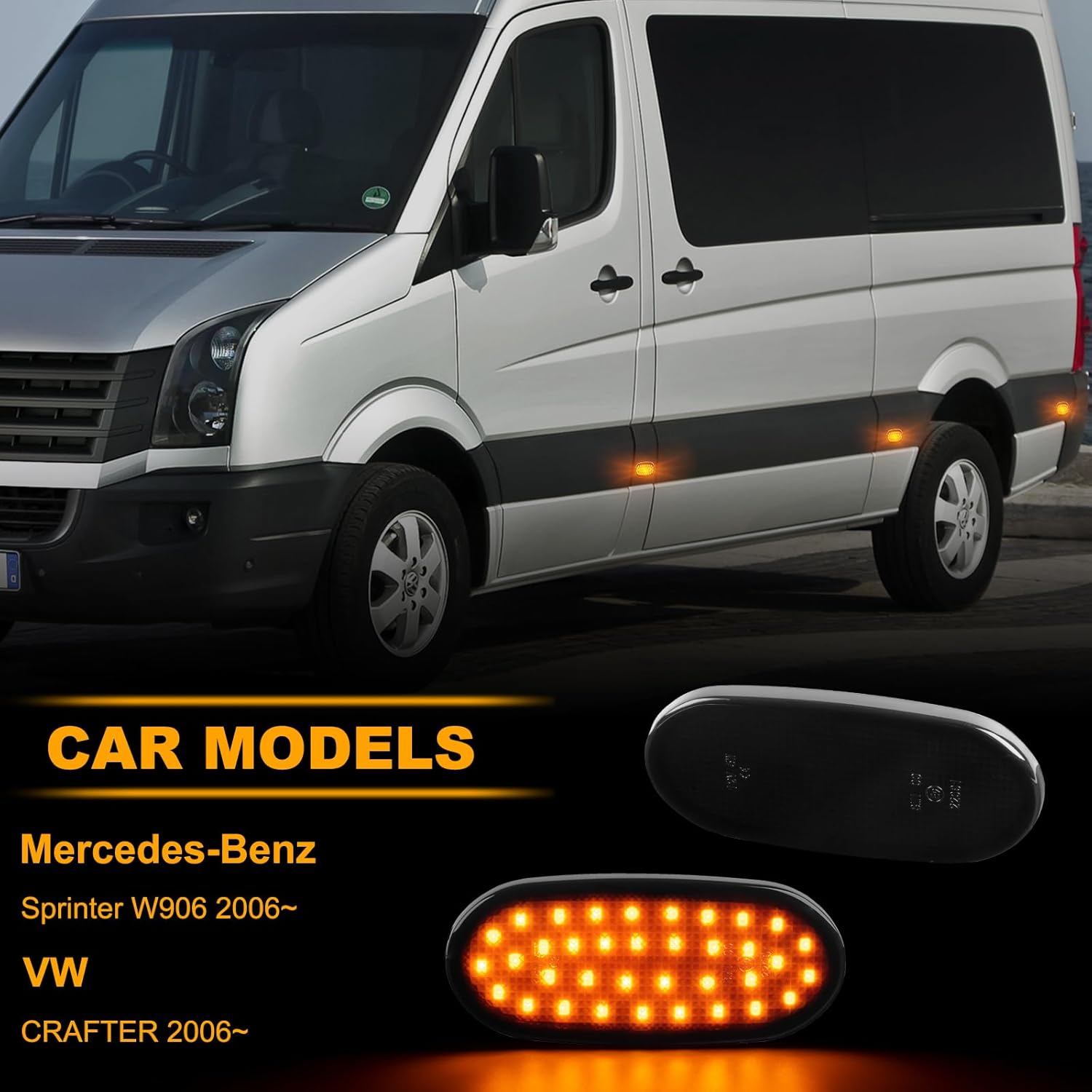 6PCS LED Side Marker Light for Mercedes Benz Sprinter W906 Volkswagen VW Crafter 2E 2F, Side Indicator With Canbus Error-free