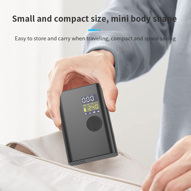 2024 Mini Wireless Electric Portable Rechargeable Car Air Compressor Pump Aluminum Digital Tire Inflator for Pickup Truck