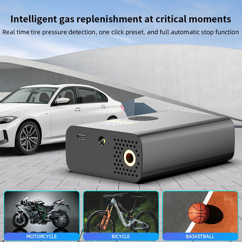2024 Mini Wireless Electric Portable Rechargeable Car Air Compressor Pump Aluminum Digital Tire Inflator for Pickup Truck