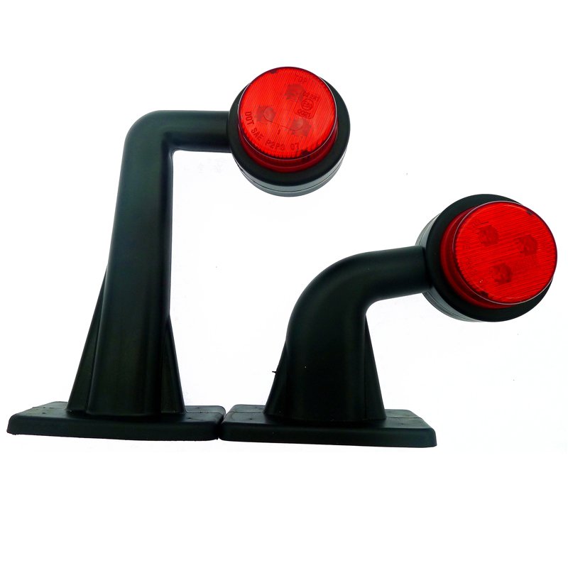 DOT SAE Certificate 2 Inch Small 90 Degree 3+3 Double Face Side Marker Clearance Stalk Outline Light for Bus Traller Lorry