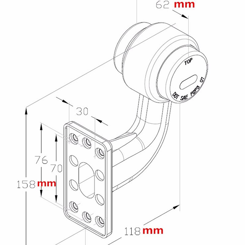 DOT SAE Certificate 2 Inch Small 90 Degree 3+3 Double Face Side Marker Clearance Stalk Outline Light for Bus Traller Lorry