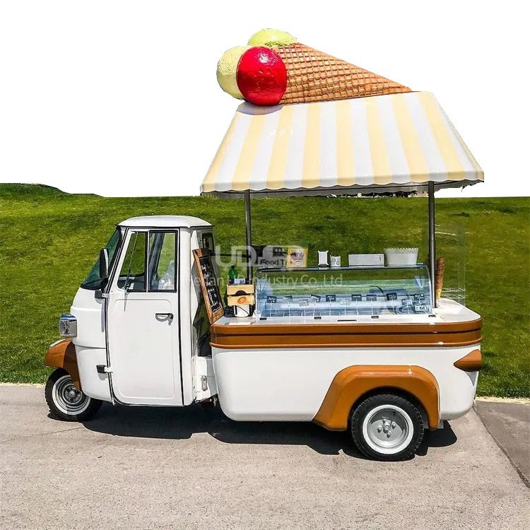 Hot Sale Tricycle Italian Mobile Food Cart Ice Cream Truck Electric Tuk Tuk Ape 50 Food Truck Price