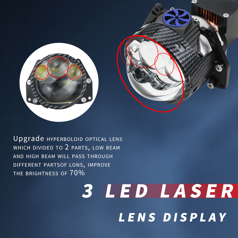 Good Price 160w 3 Laser Bi Led Projector Car Led Headlight Lens 50000lm 3inch Projector Lens
