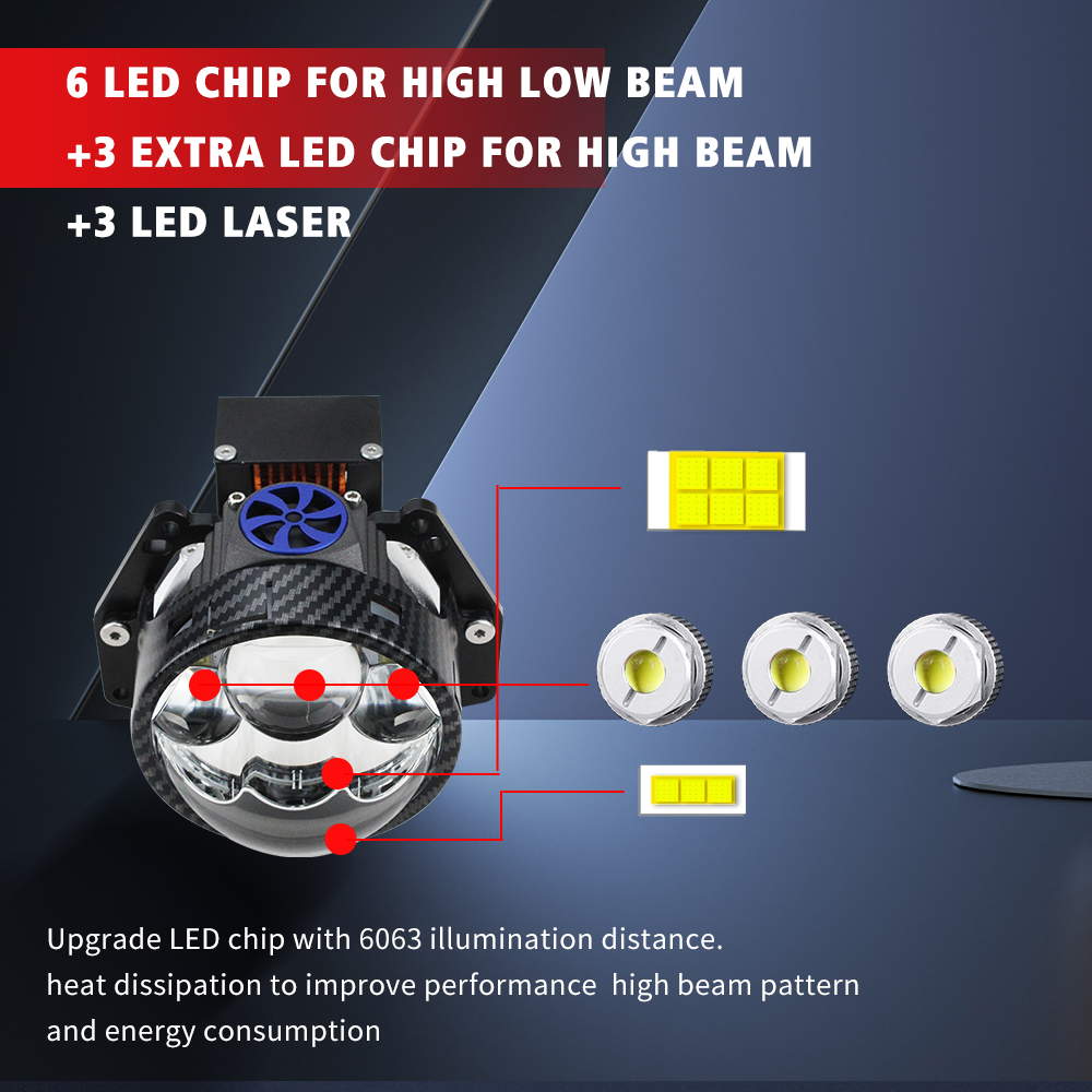 Good Price 160w 3 Laser Bi Led Projector Car Led Headlight Lens 50000lm 3inch Projector Lens