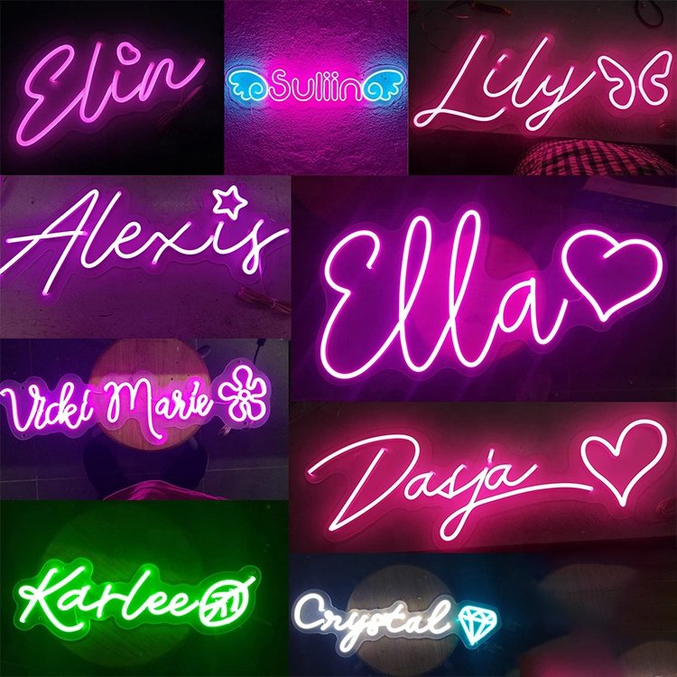Free Design No MOQ 1 Set to Start Custom Name Neon Light Personalized Gift Light up Sign for Bedroom Wall Decoration