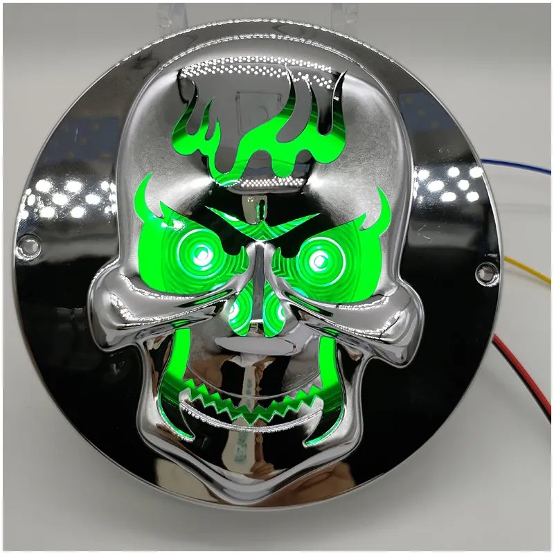 4 Inch Strobe Red Amber Round Rear Brake Light Flash Turn Tail Lamp for Truck Trailer with Skull Cover