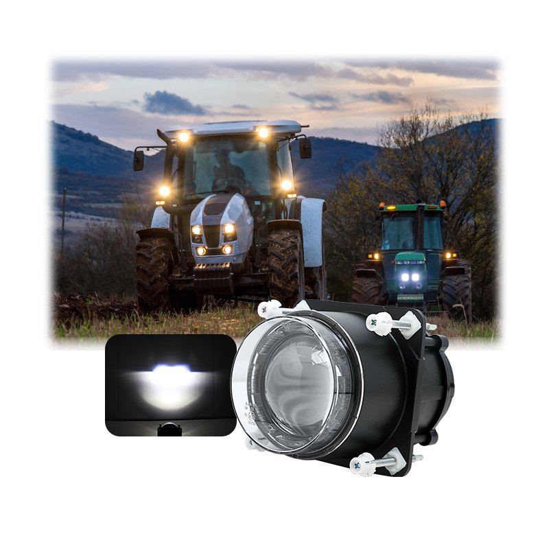 Agricultural Machine Lighting 90mm Round LED Headlight 25W High Beam Front Position Lights for Tractor Bus