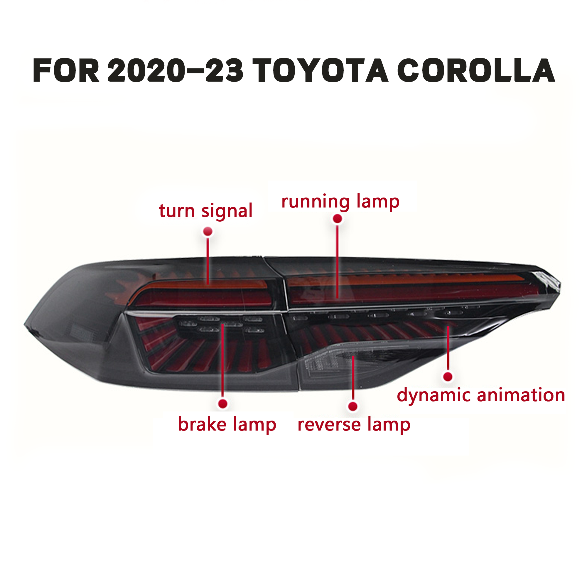 Tail Lamp for 2019-2023 Toyota Corolla LED Tail Lights New Design Running Light Car Parts