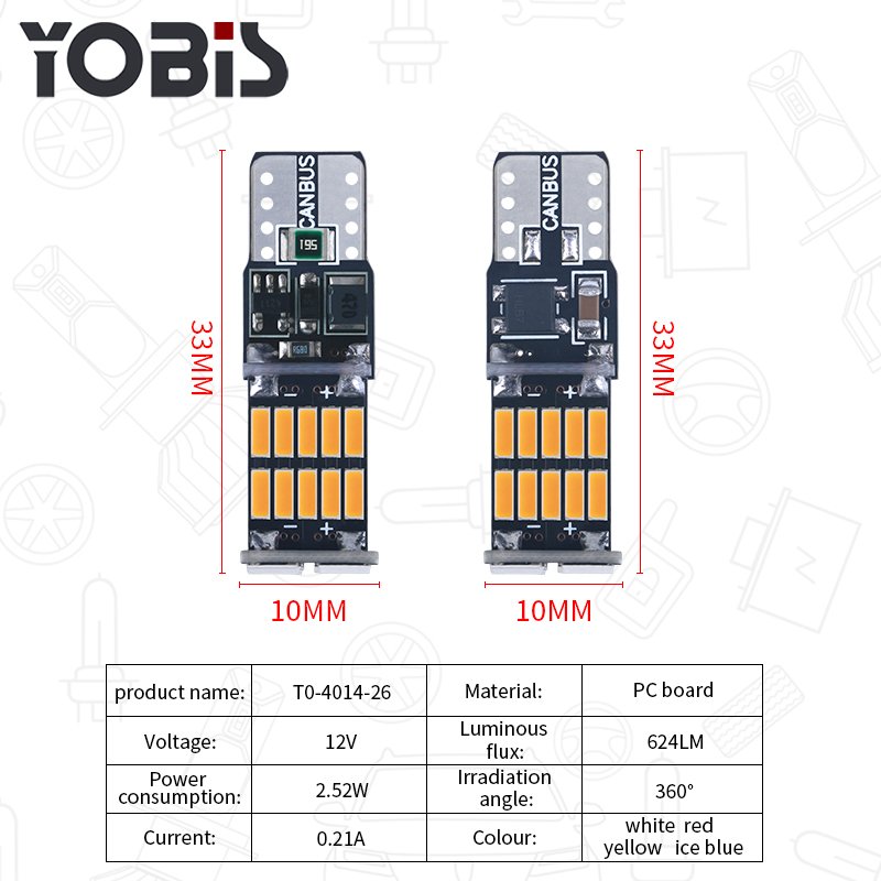 T10-4014-26smd Reading Light Bombillo T10 dos Contactos Can Bus Led T10