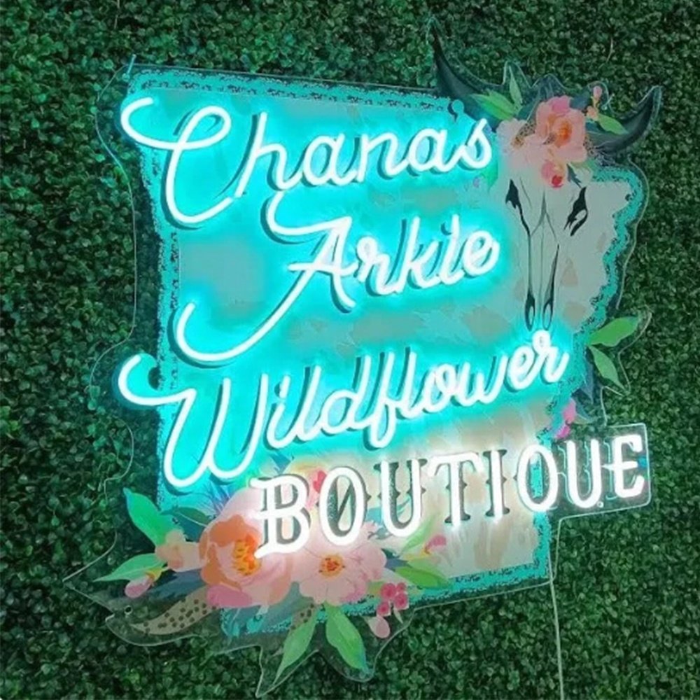 Custom Store Business logo Design UV Printed Led Light up Sign Signboard Business Neon Sign Light for Wall Decoration