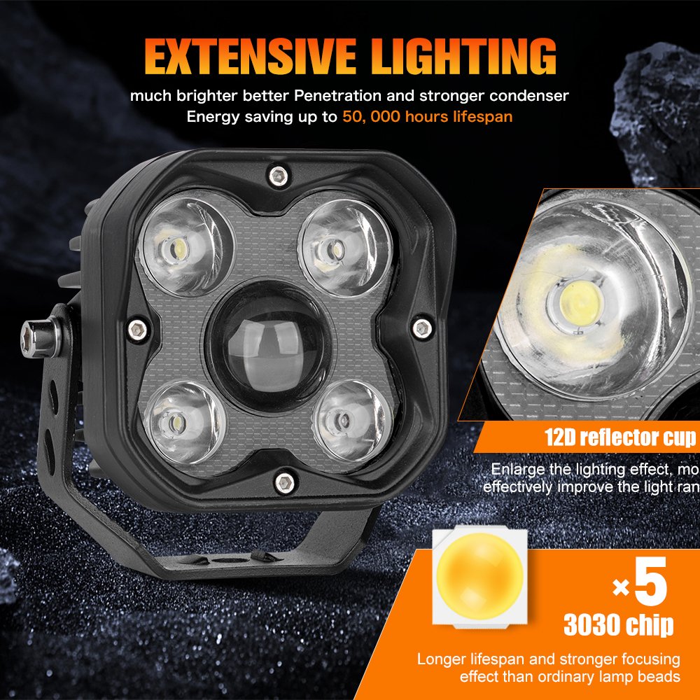 RCJ 3.2 Inch Super Bright White Spot LED Head Light for Car SUV Offroad ATV UTV BUS 9-30V 6000k Color Temperature New Condition