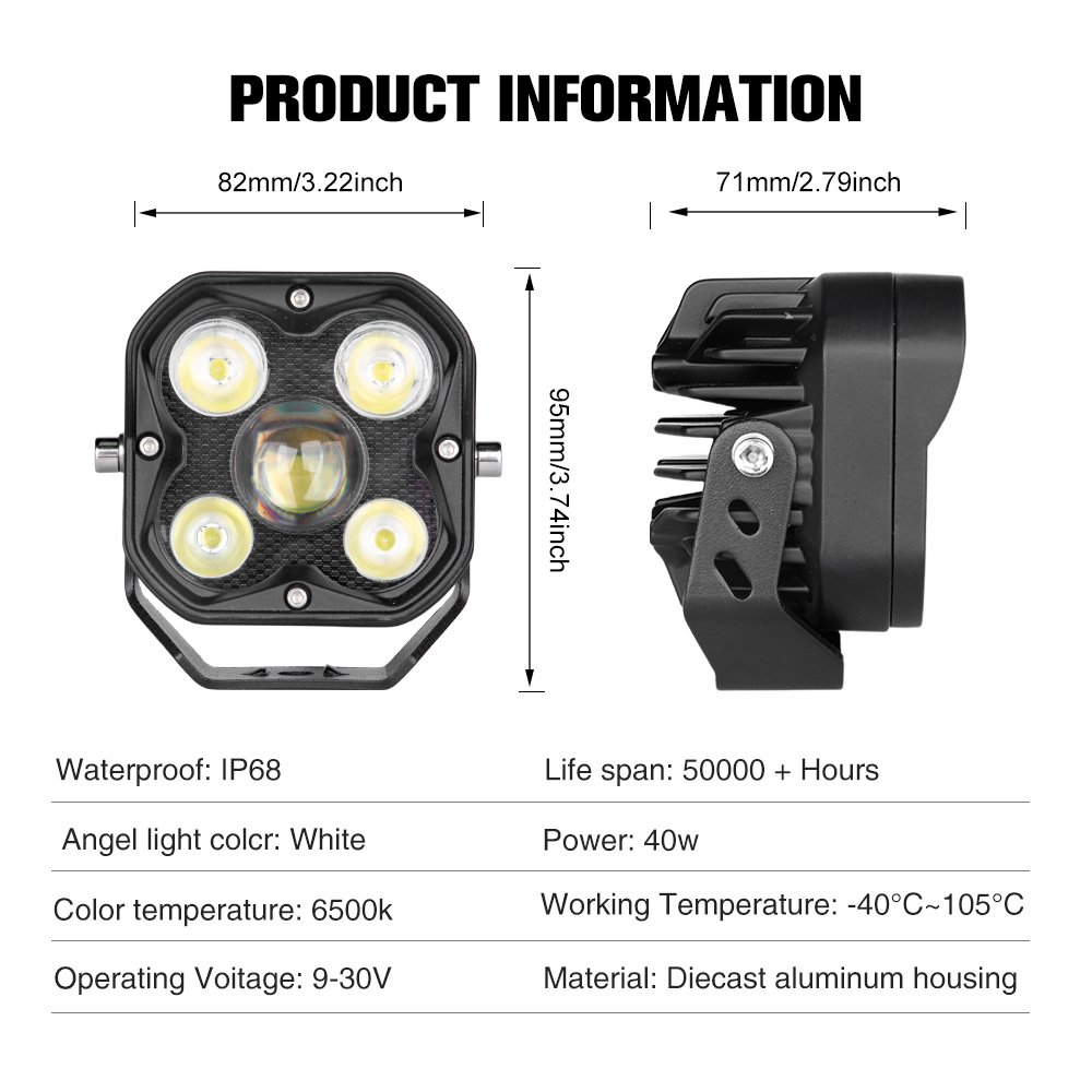 RCJ 3.2 Inch Super Bright White Spot LED Head Light for Car SUV Offroad ATV UTV BUS 9-30V 6000k Color Temperature New Condition