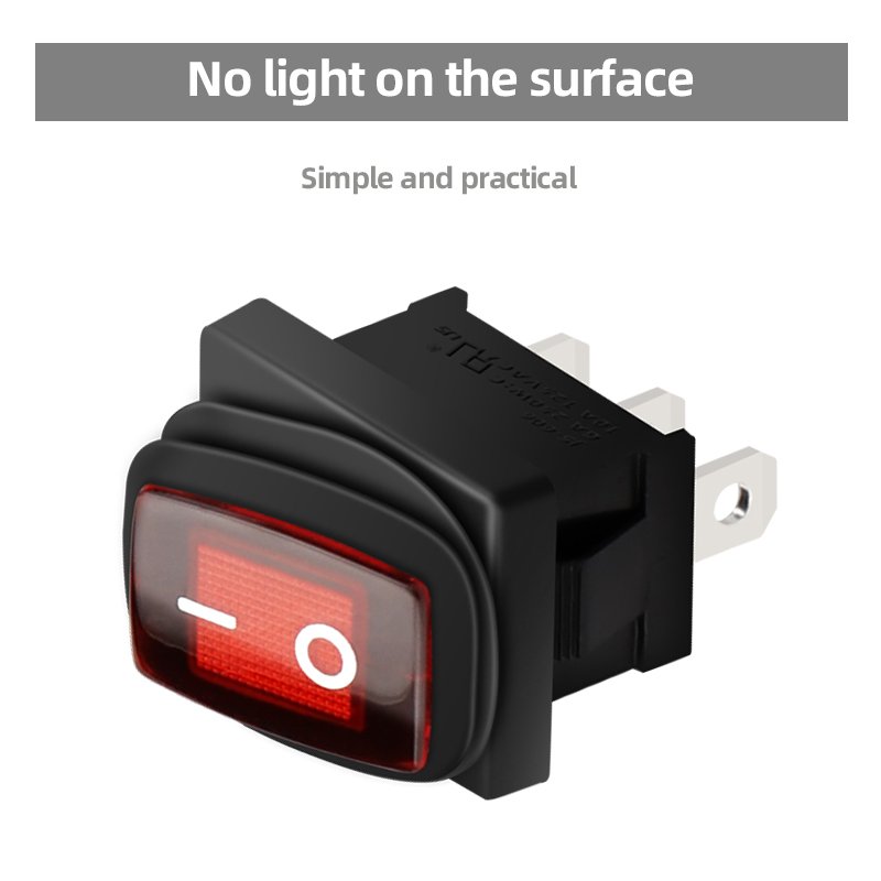 12V Rocker Switch Waterproof IP65 PA66 Rocker On Off Switch With Red LED Light 6A 250VAC