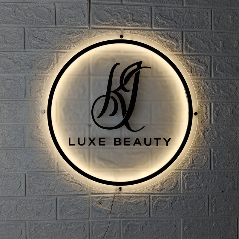 Kexian Custom Advertising Signs Indoor Round Business Sign Backlit Acrylic Logo Sign Board LED Brand Name Logo Wall