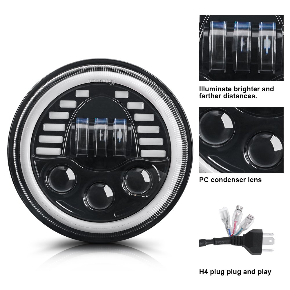 High Low Beam 7inch 90W Round with DRL Led Spotlight Fog Driving Lamp Motorcycle Lights jeep Headlight for Truck Wrangler JL JK