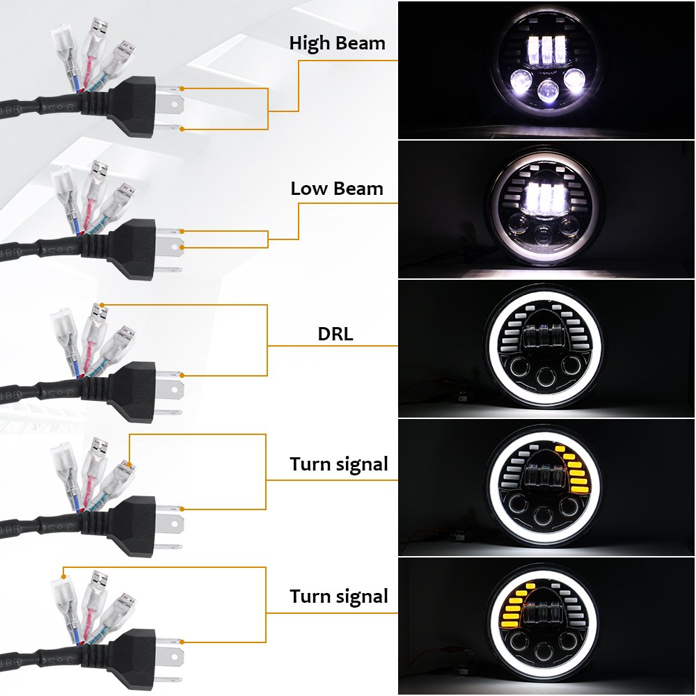 High Low Beam 7inch 90W Round with DRL Led Spotlight Fog Driving Lamp Motorcycle Lights jeep Headlight for Truck Wrangler JL JK