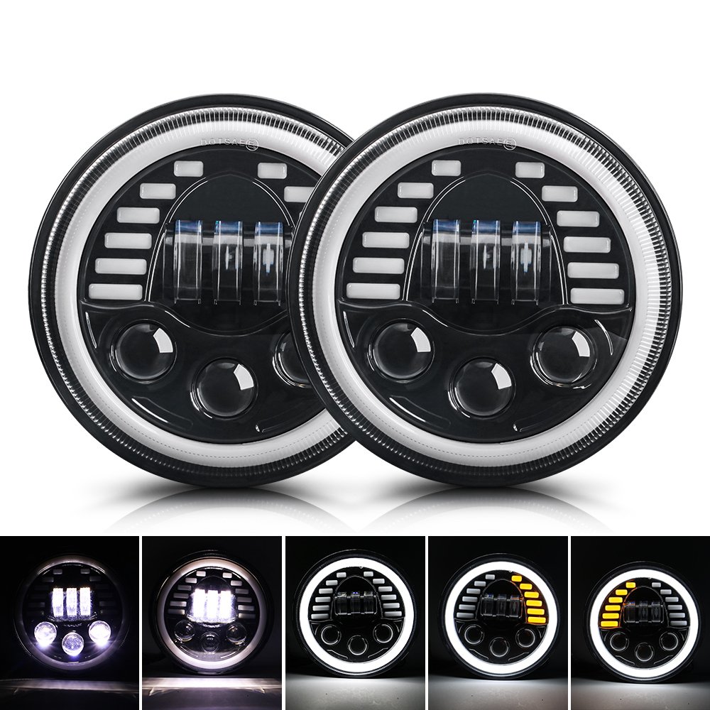 High Low Beam 7inch 90W Round with DRL Led Spotlight Fog Driving Lamp Motorcycle Lights jeep Headlight for Truck Wrangler JL JK