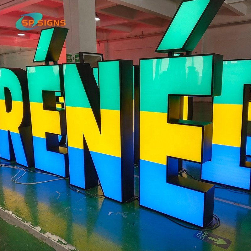 SP Custom Giant Free Standing Commercial Landscape Outdoor Signs Pylon Signs 5ft 4ft 3ft Lighting Letter for Park