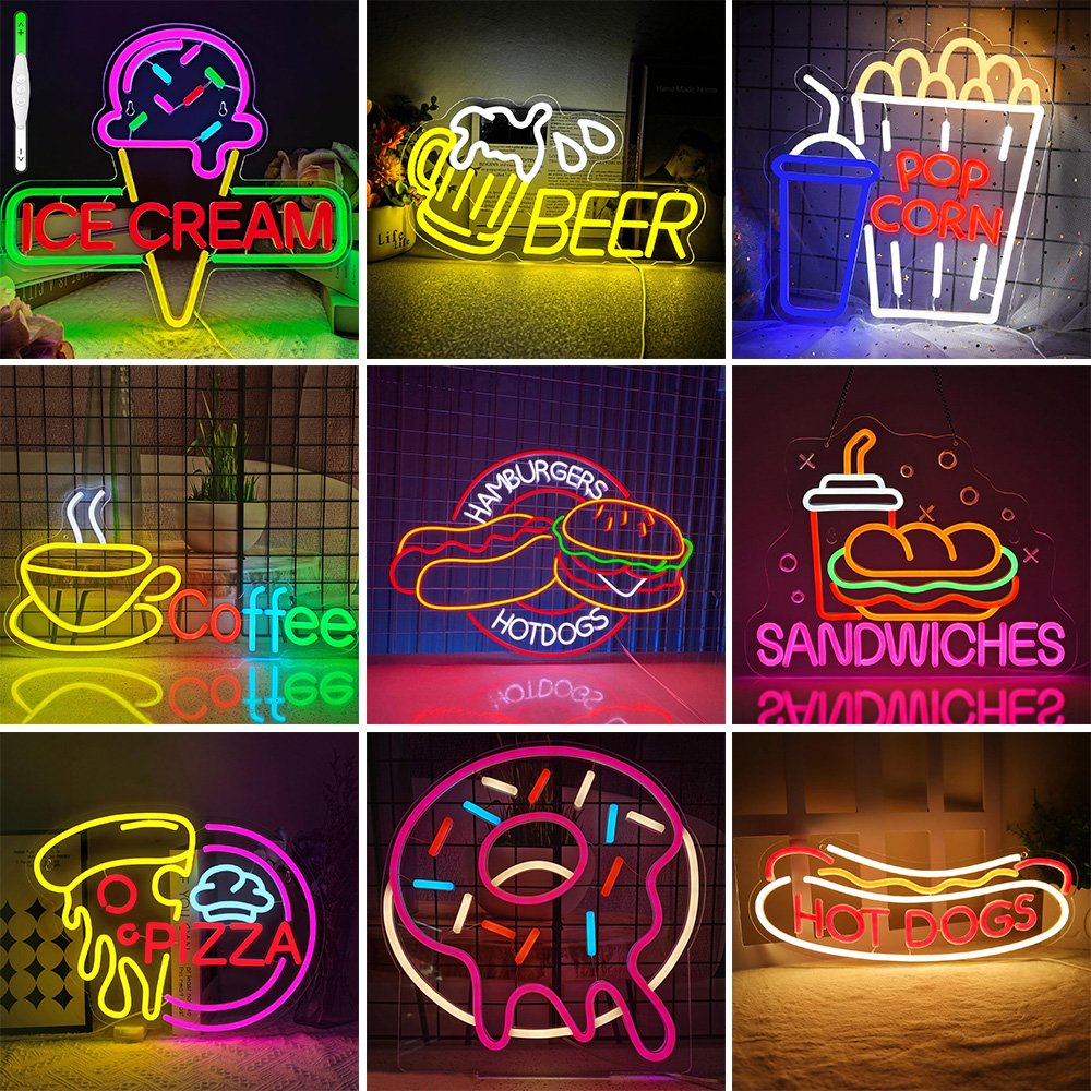 Customized Milk Shakes Strawberry Guice Drink Neon Signs for Food Bubble Tea Shop Drink Ice Cream Frozen Yogurt Bar