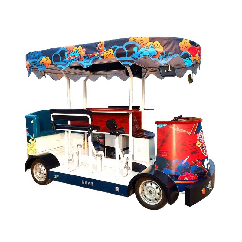 Electric MINI Party Bus 9 -Passenger Electric Limo Sightseeing Personal Shuttle Bus Eco-Friendly Car for Touring
