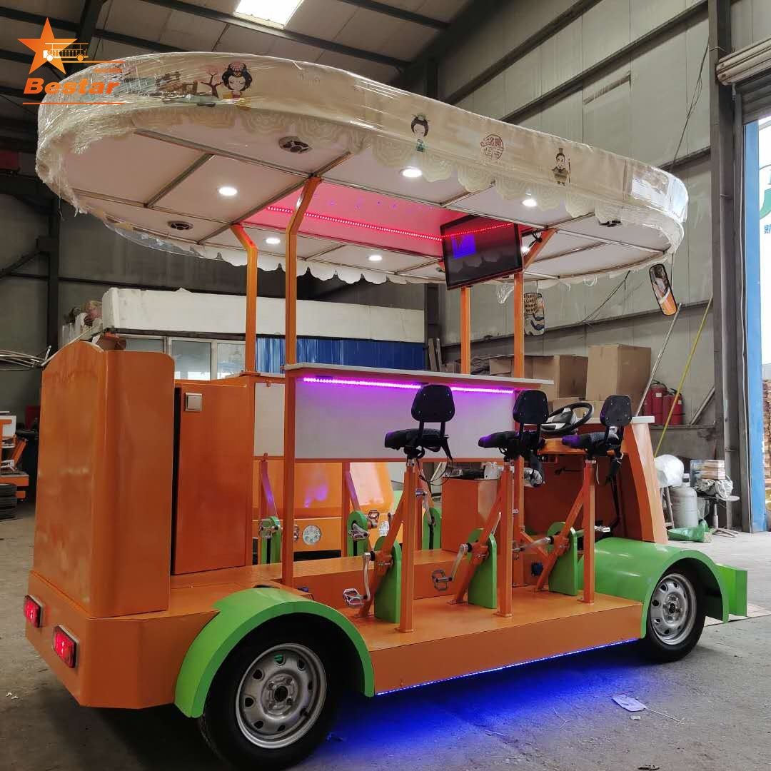Electric MINI Party Bus 9 -Passenger Electric Limo Sightseeing Personal Shuttle Bus Eco-Friendly Car for Touring