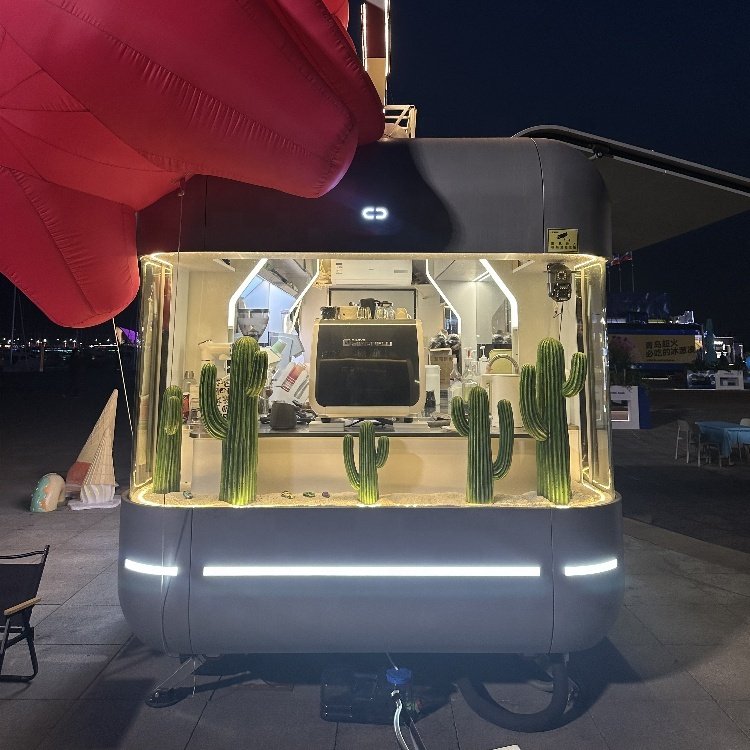 New Type Street Selling Coffee Van Catering Cart Burgers Fries Ice Cream Bus Mobile Food Truck