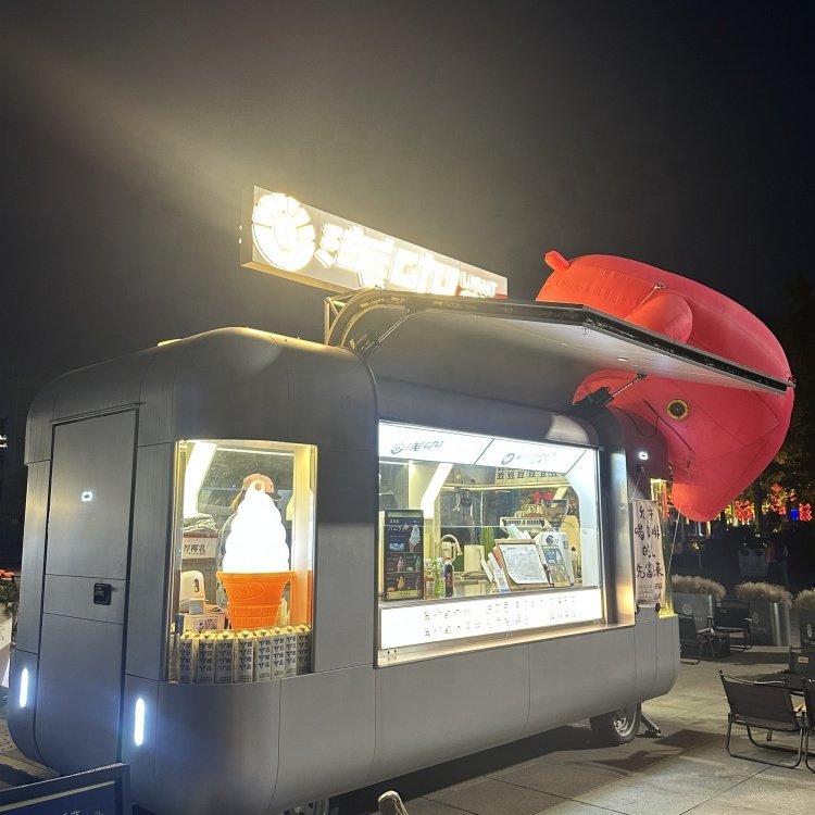 New Type Street Selling Coffee Van Catering Cart Burgers Fries Ice Cream Bus Mobile Food Truck