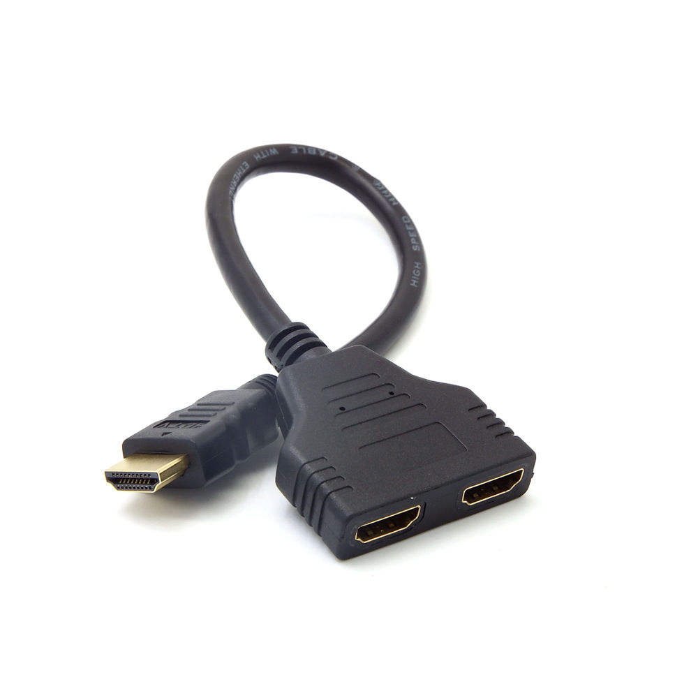High Quality HDMI 1 Male to 2 Female Adapter 1in 2 Out Distributor Revolution Double Bus Split Screen Conversion Line HDTV Cable