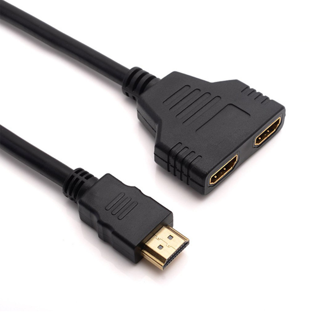 High Quality HDMI 1 Male to 2 Female Adapter 1in 2 Out Distributor Revolution Double Bus Split Screen Conversion Line HDTV Cable