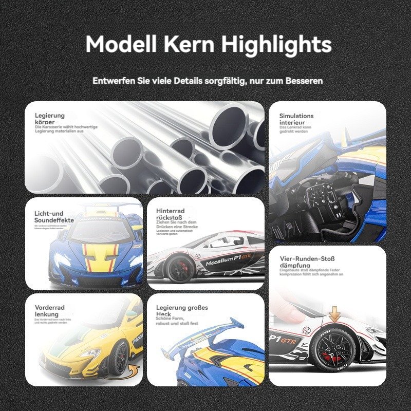 Unisex Diecast Racing Car Model 1:24 Scale with Sound and Light Pullback Door Open Decor Metal Collect Mode Toy Car Diecast Cars