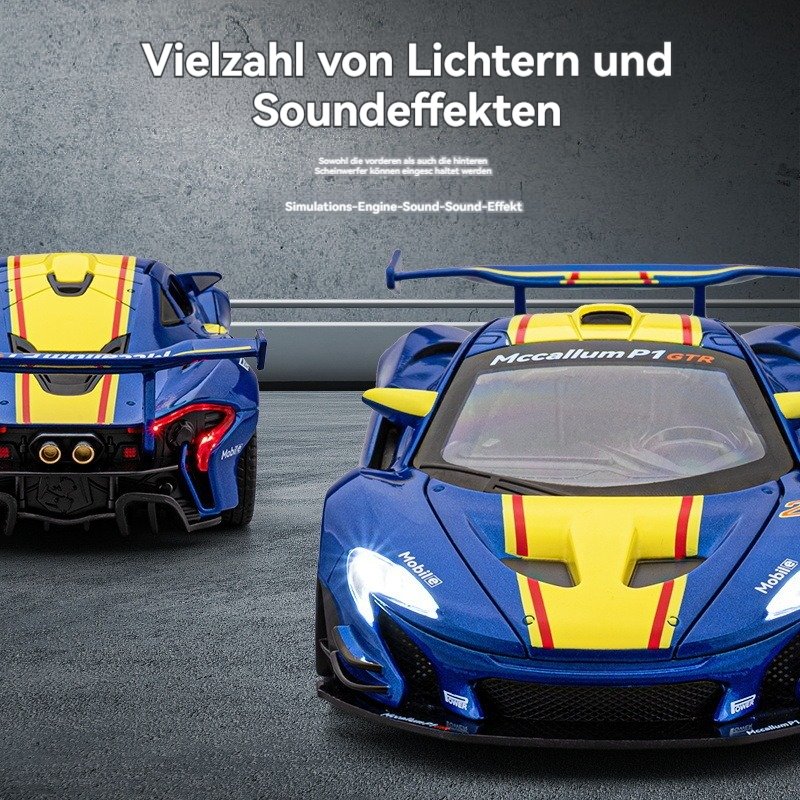 Unisex Diecast Racing Car Model 1:24 Scale with Sound and Light Pullback Door Open Decor Metal Collect Mode Toy Car Diecast Cars