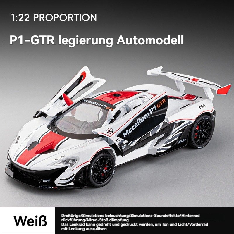 Unisex Diecast Racing Car Model 1:24 Scale with Sound and Light Pullback Door Open Decor Metal Collect Mode Toy Car Diecast Cars