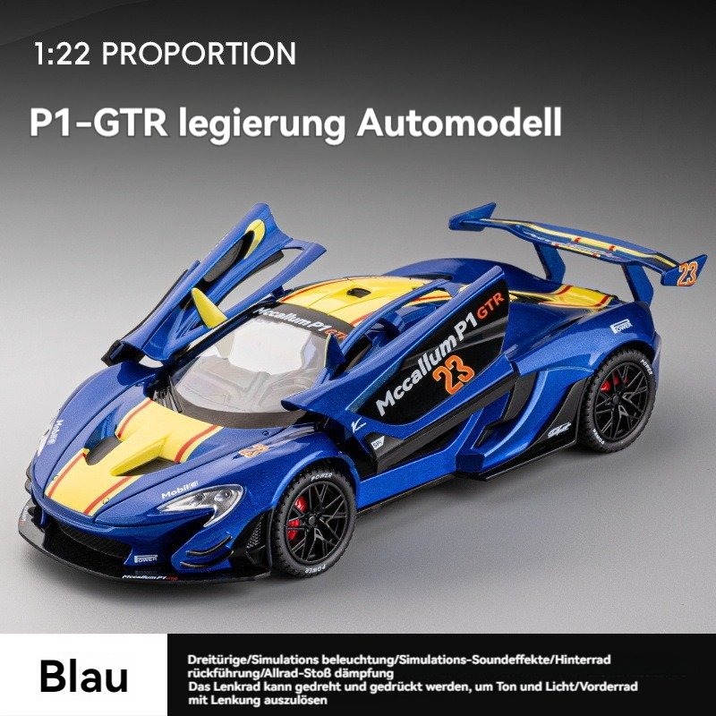 Unisex Diecast Racing Car Model 1:24 Scale with Sound and Light Pullback Door Open Decor Metal Collect Mode Toy Car Diecast Cars