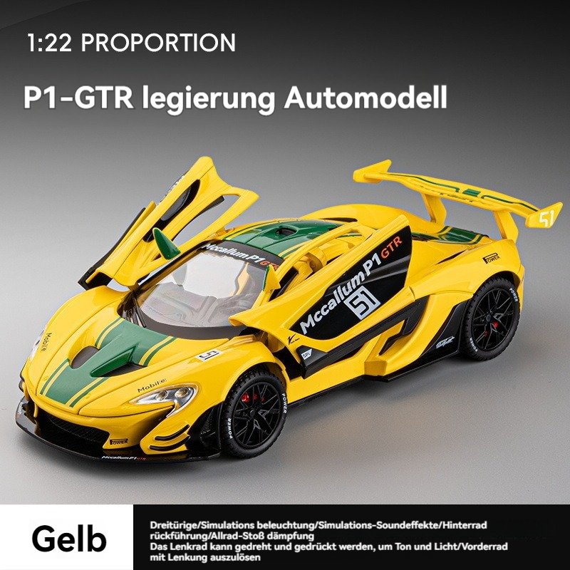 Unisex Diecast Racing Car Model 1:24 Scale with Sound and Light Pullback Door Open Decor Metal Collect Mode Toy Car Diecast Cars