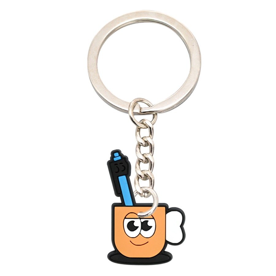 Experience the Factory Advantage 2D Orange Smiling Bus PVC Keychain Cheerful Gift Kids Keyring Transport Lovers Key Holder
