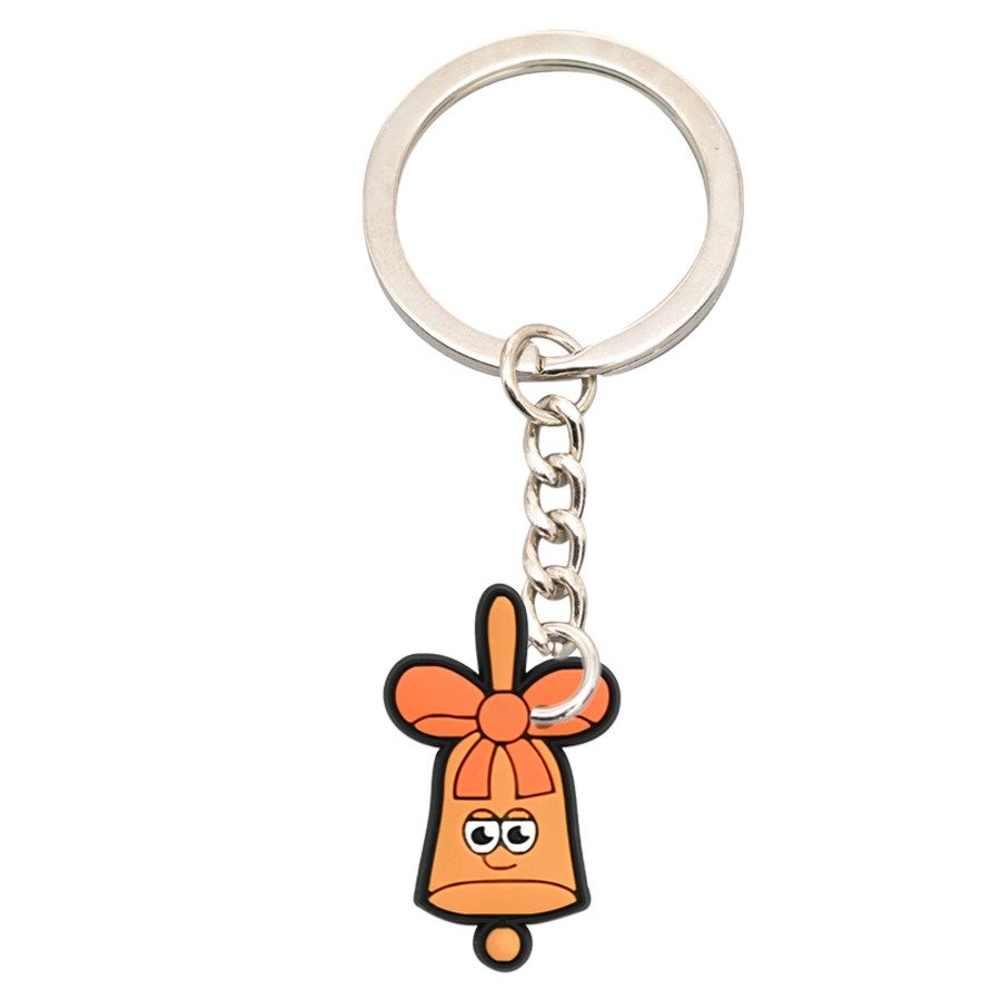 Experience the Factory Advantage 2D Orange Smiling Bus PVC Keychain Cheerful Gift Kids Keyring Transport Lovers Key Holder