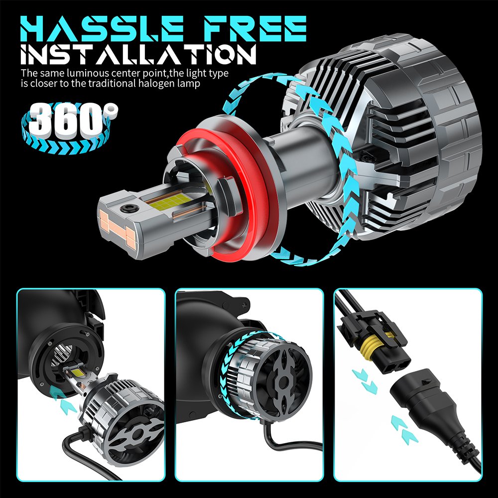 New Arrival V33 Auto Lighting System Adjustable 180W&95W 12000LM 5086 Chip With Fan H7 H13 9004 9005 Universal Car Led Headlight