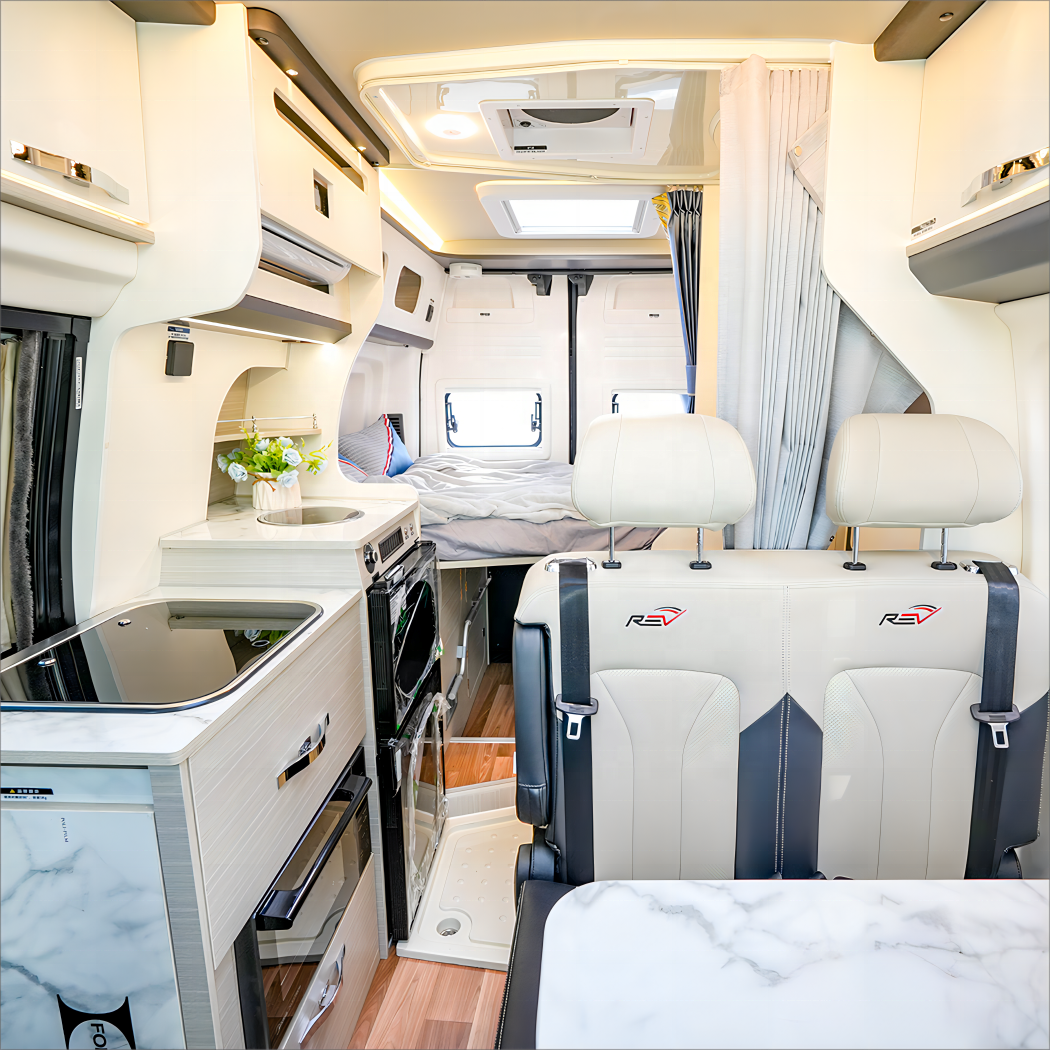 QXN RV R500 Used Gasoline Car 4 Seats Automatic Turbo Engine Hydraulic Steering System Rear Camera Leather Material FWD R16 Bus