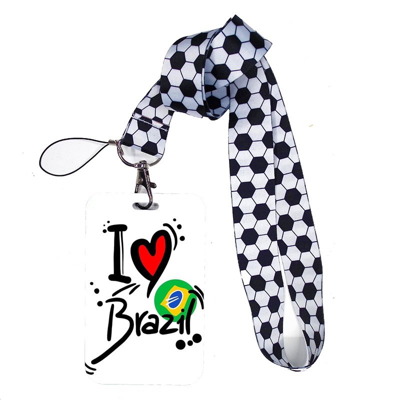 ID Badge Campus Student Work Bus Card Holder Fashion World Soccer Cup Design Card Case Cover Anti-Lost Neck Lanyards Accessories