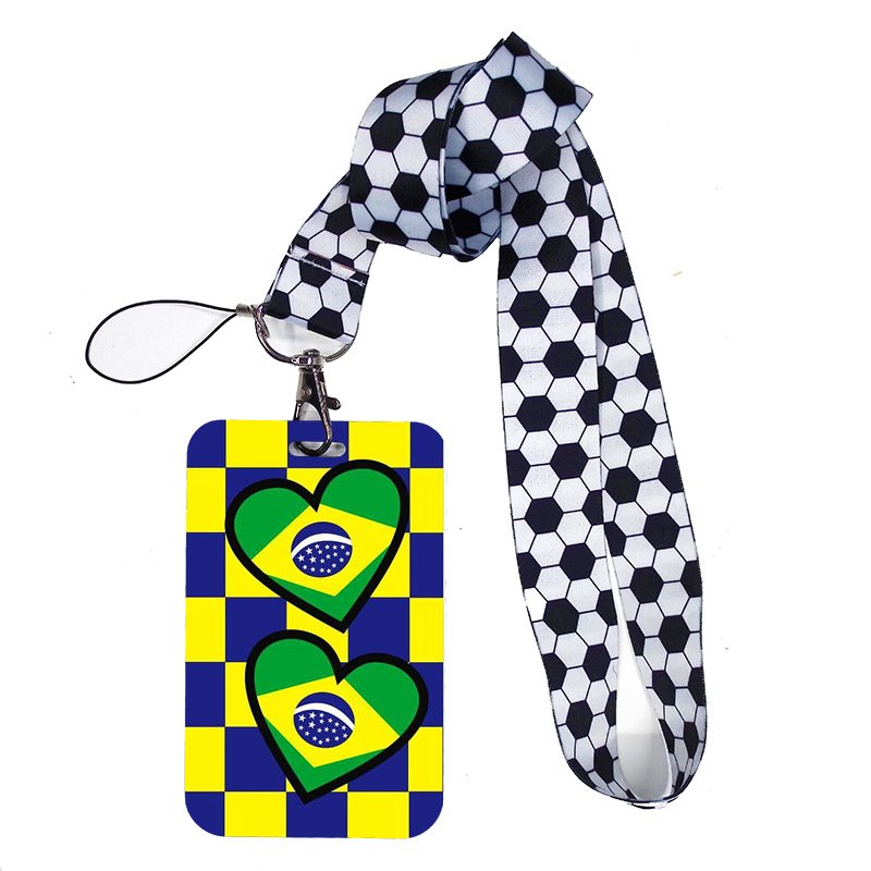 ID Badge Campus Student Work Bus Card Holder Fashion World Soccer Cup Design Card Case Cover Anti-Lost Neck Lanyards Accessories