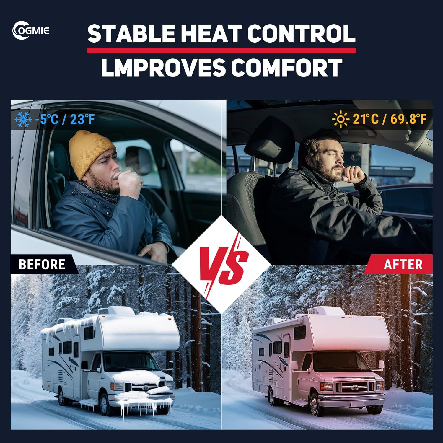 OGMIE 12v 24v 220v Diesel Air Conditioner Electric Parking Heater for RV Bus Trailer Motorhome 2kw 5kw 8kw for Cars Trucks