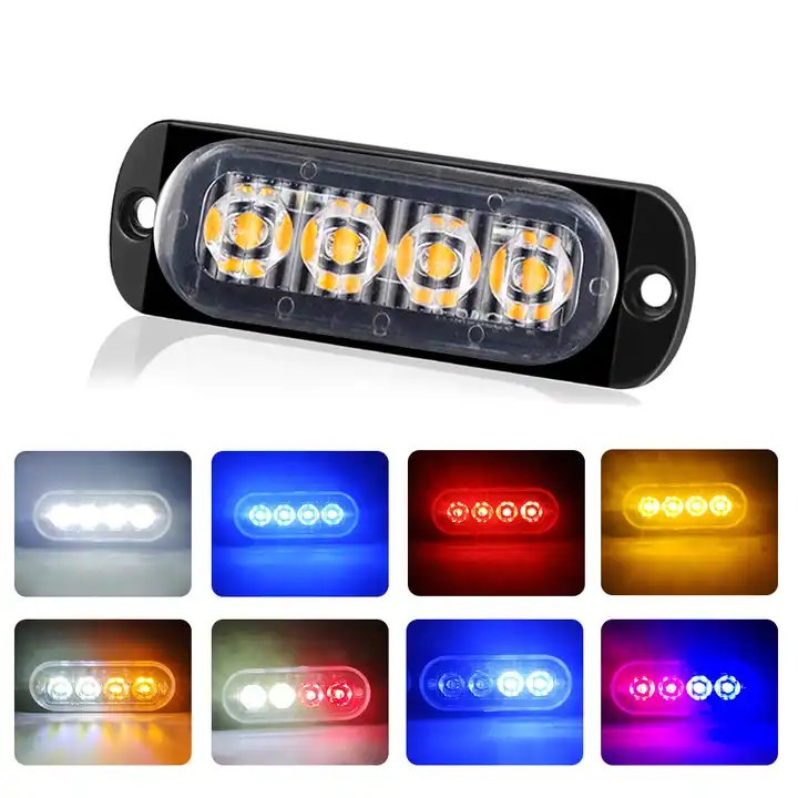 Model 4 LED Emergency Side Light Strobe Warning Light with 16 Flashing Modes for Car Truck Trailer Van SUV Lorry Boat